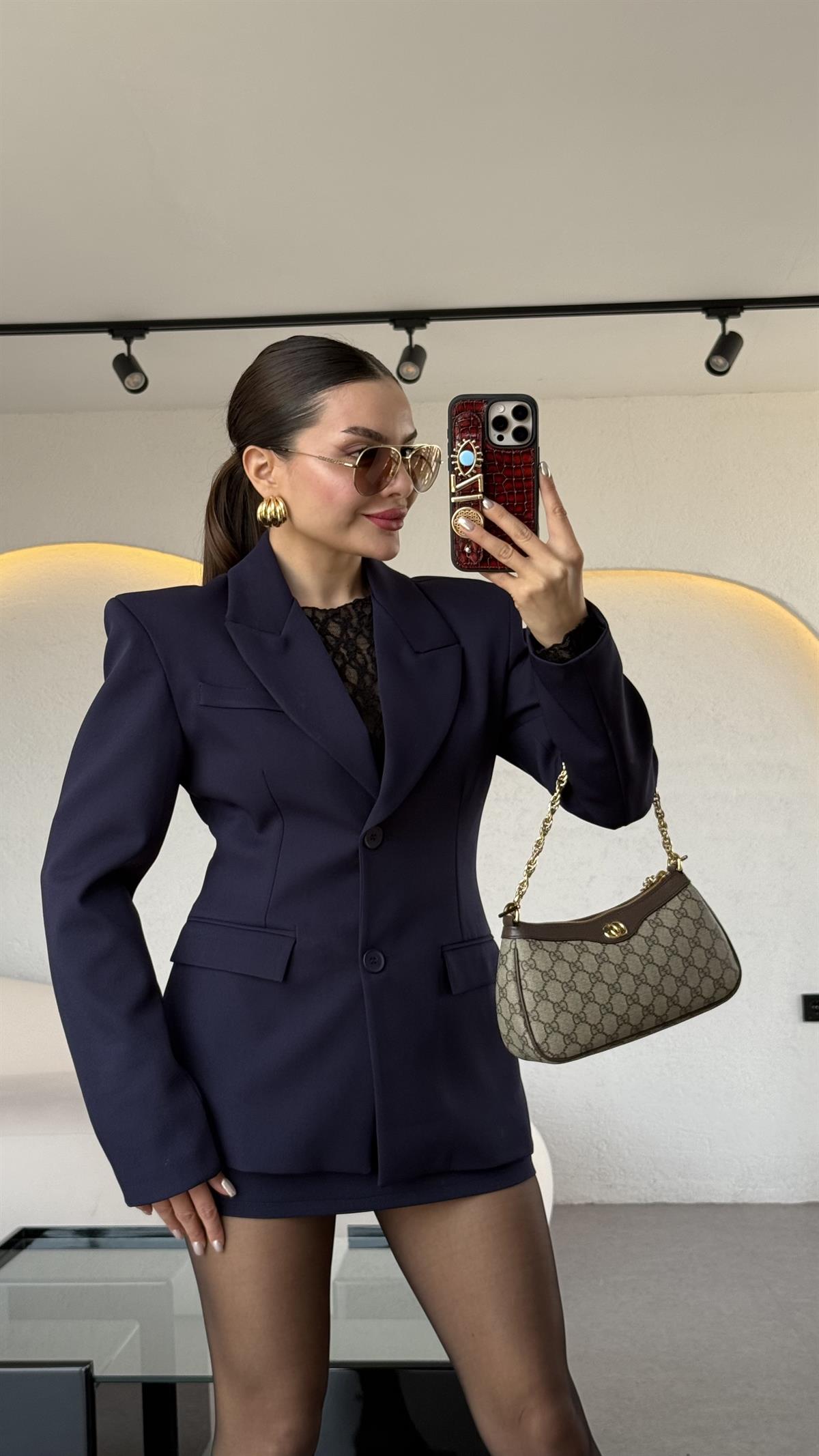 Viyanna Lacivert Etekli Premium Takım