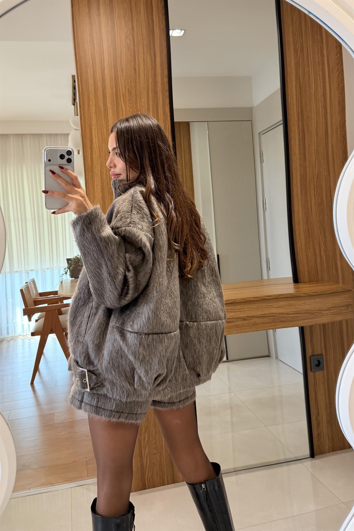 Vortex Kahve Yumoş Dokulu Kaşe Ceket