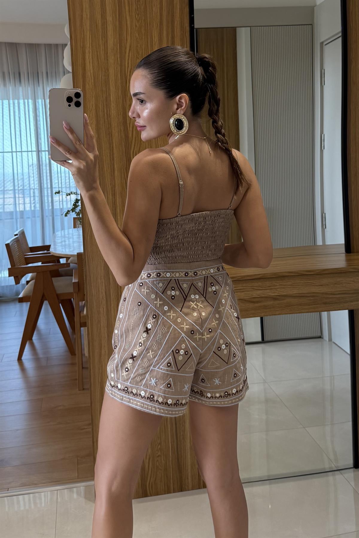 Wanna Etnik Nakışlı Şort