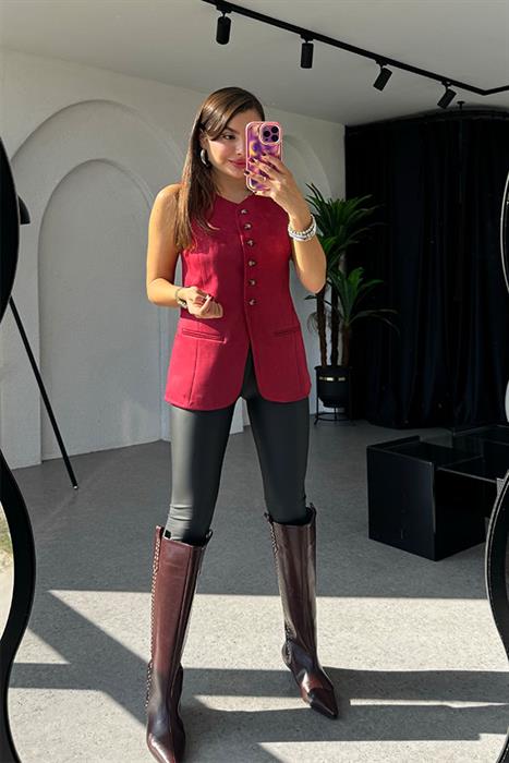 Wavy Mat Deri Şardonlu Tayt