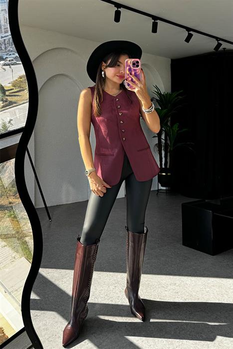 Wavy Mat Deri Şardonlu Tayt