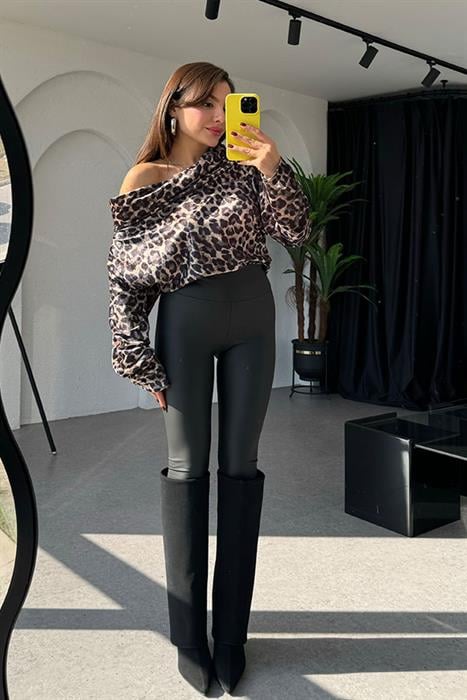 Wavy Mat Deri Şardonlu Tayt