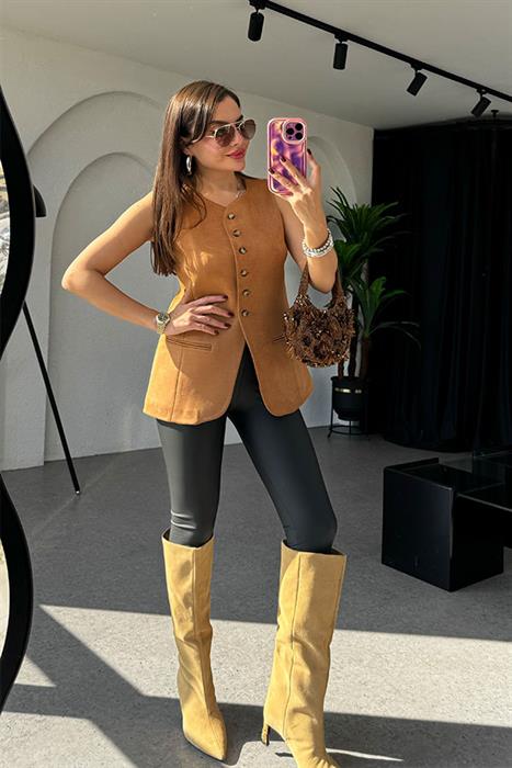 Wavy Mat Deri Şardonlu Tayt