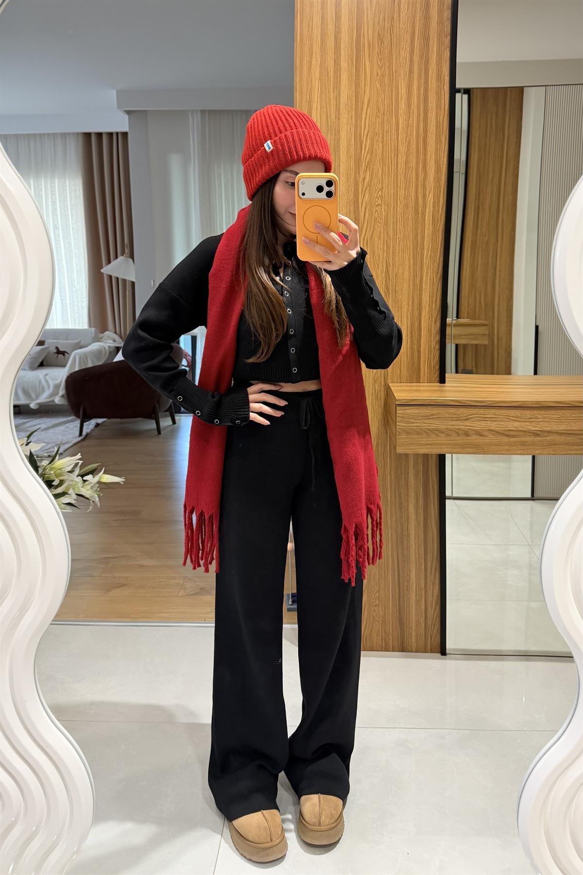 Welma Siyah Çıtçıt Düğmeli Triko Takım