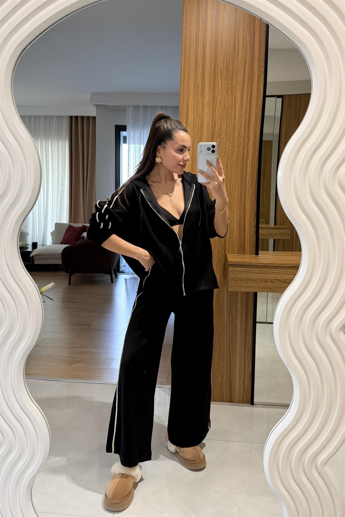 Wesley Siyah Kenarı Şeritli Eşofman Takımı