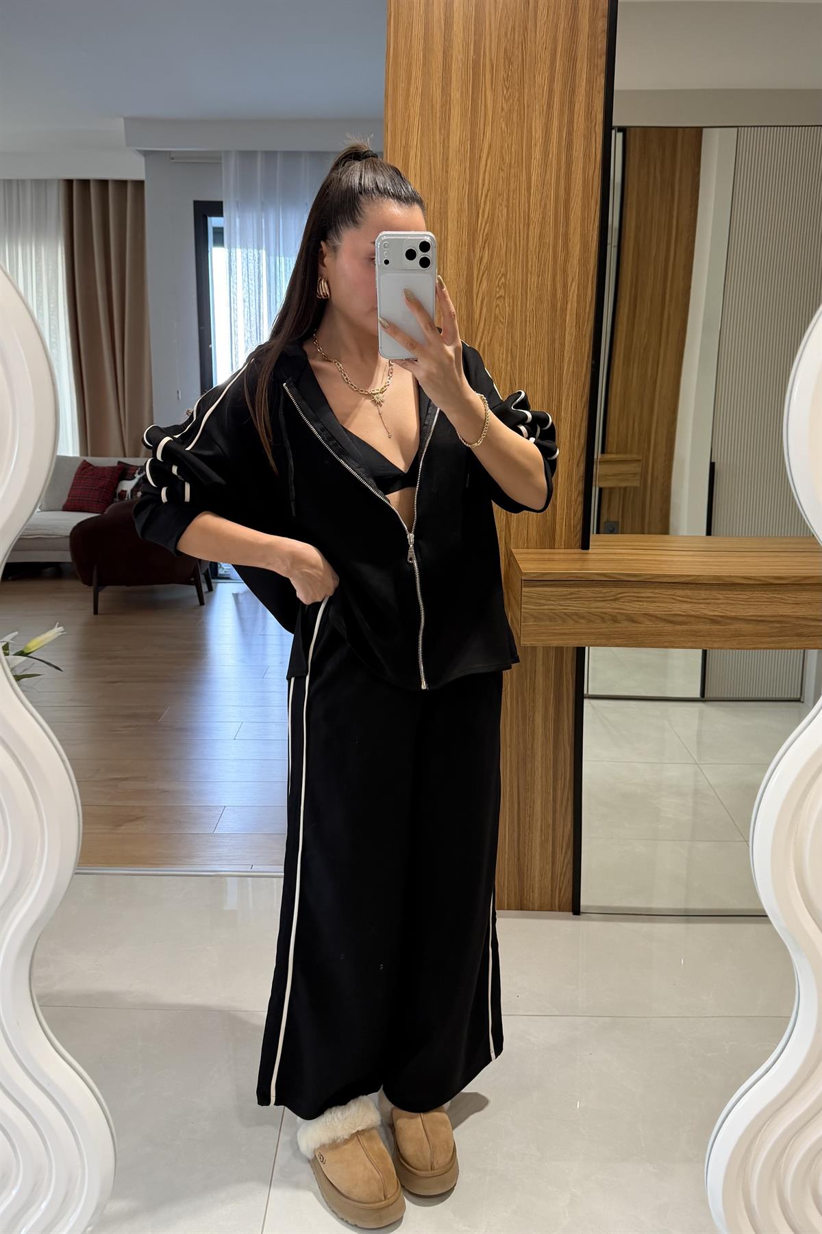 Wesley Siyah Kenarı Şeritli Eşofman Takımı