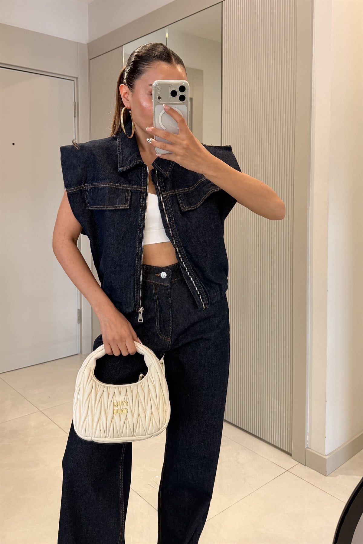 Wesse Denim Yelek Pantolon Takım
