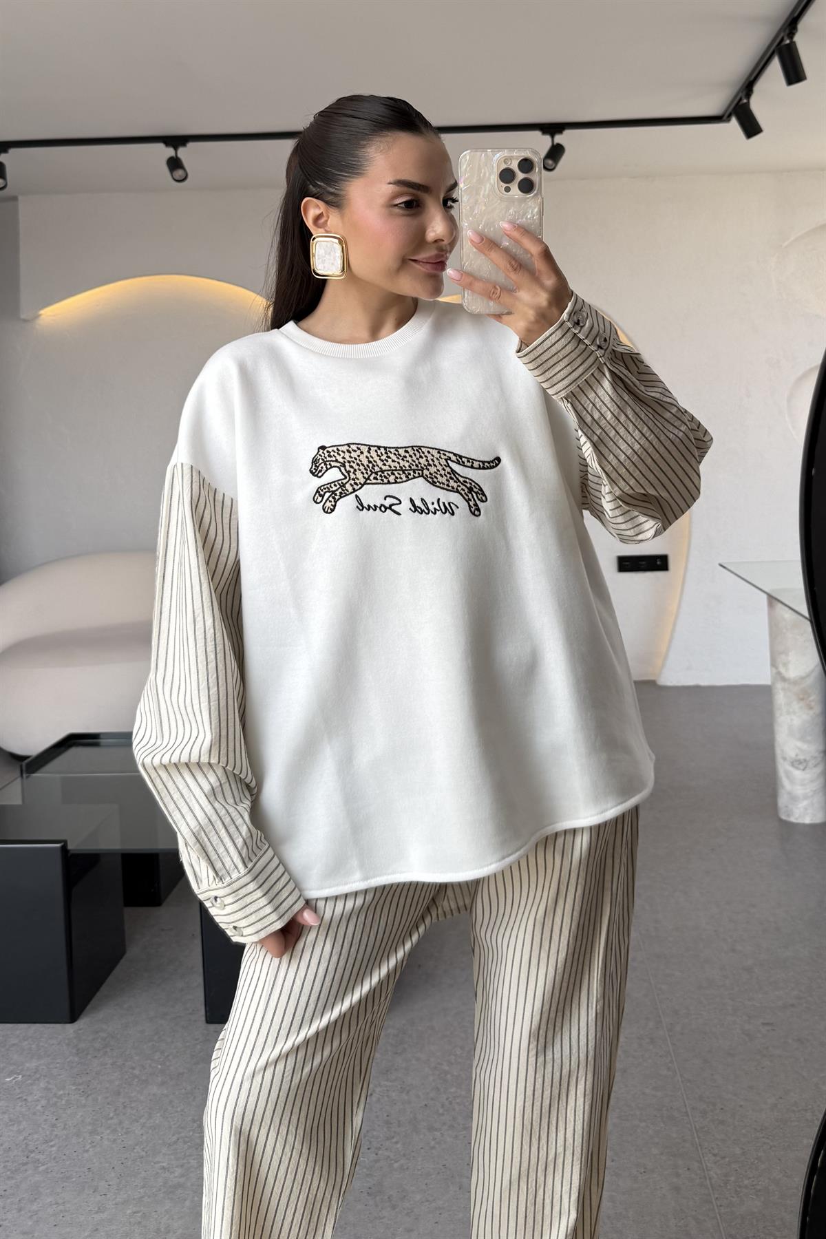 Wild Soul Leopar Baskılı Sweatshirt