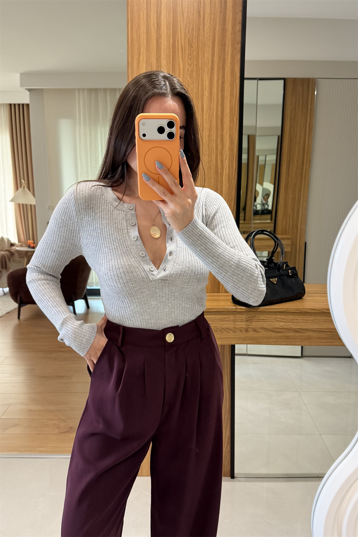 Wilfred Gri Düğmeli Fitilli Body 