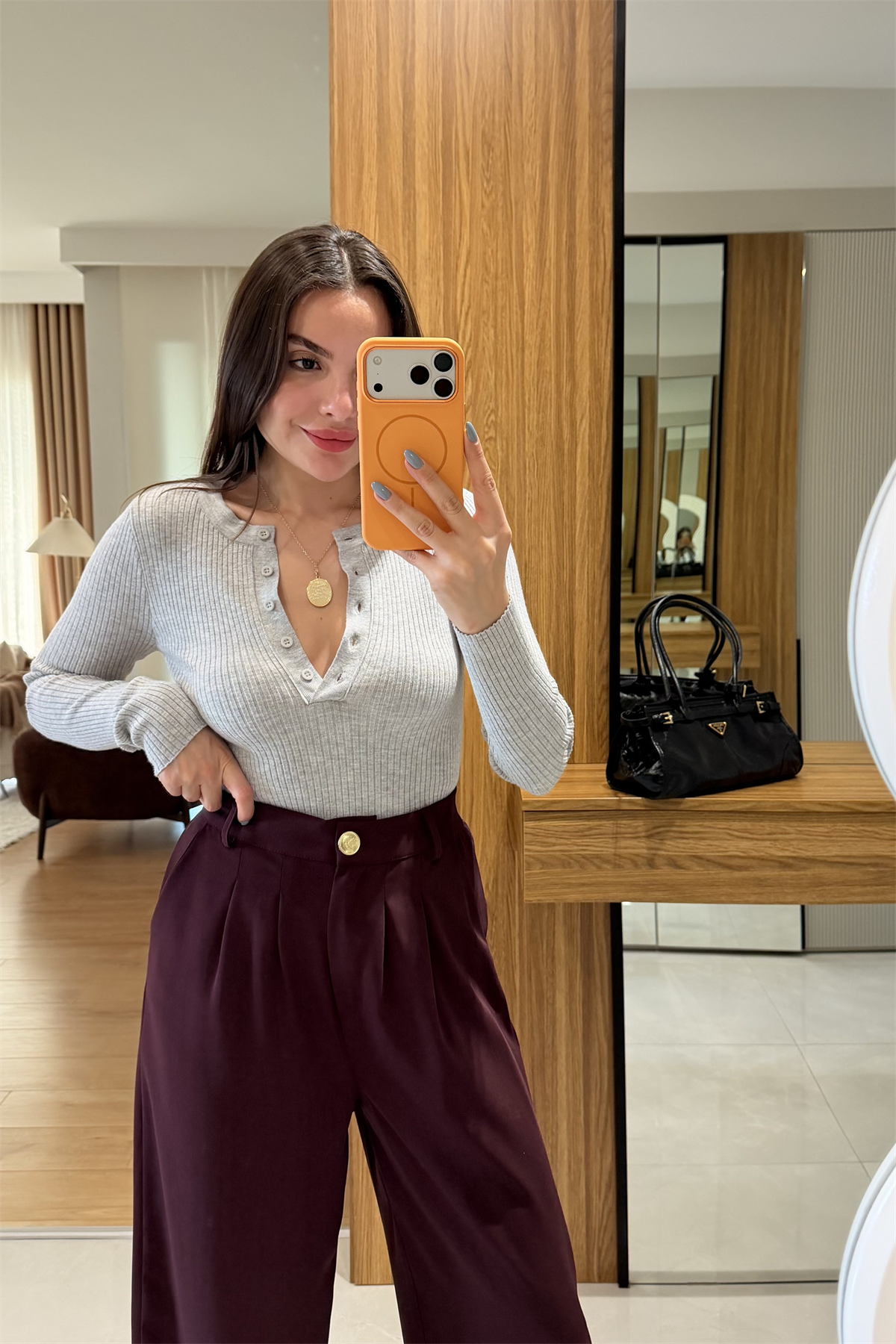 Wilfred Gri Düğmeli Fitilli Body 