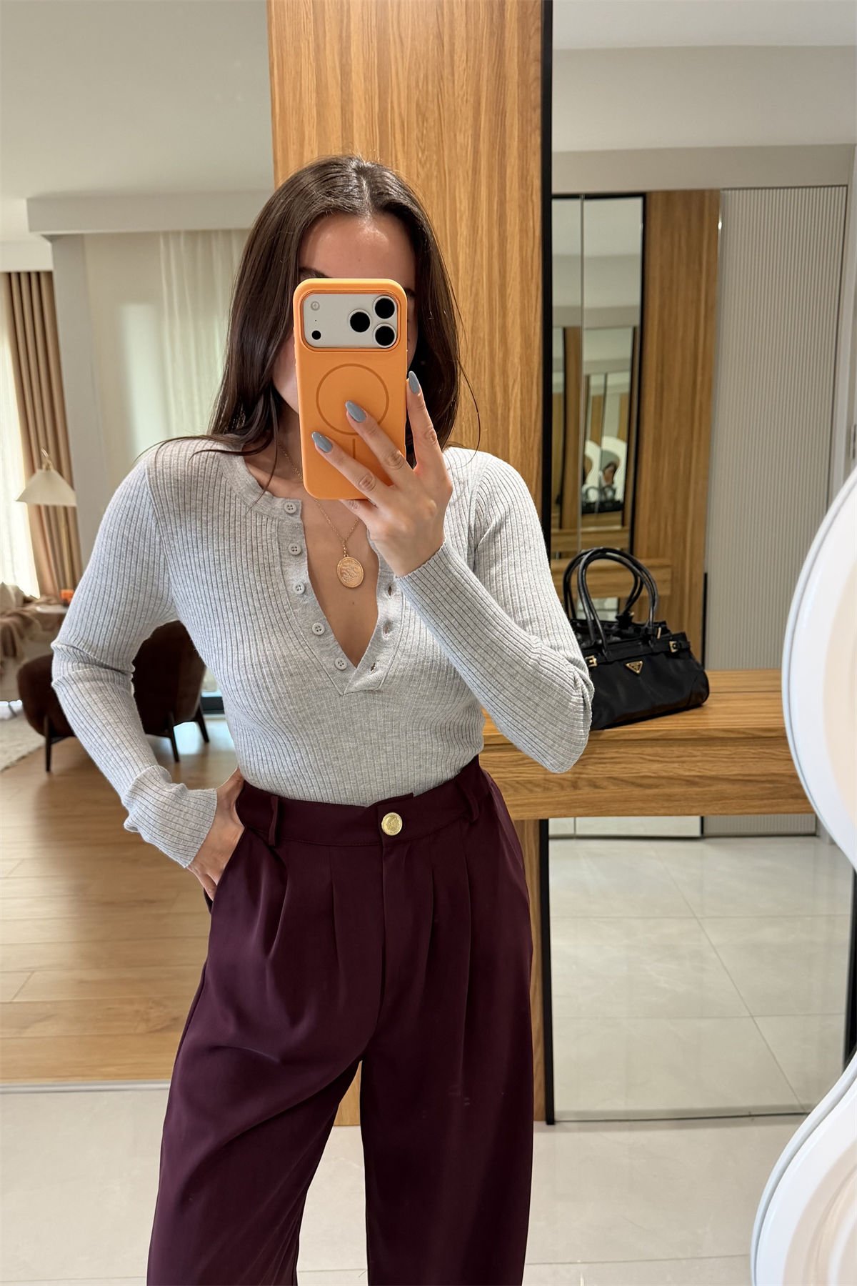 Wilfred Gri Düğmeli Fitilli Body 