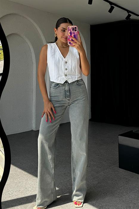 Willard  Kesikli Gri Palazzo Pantolon 