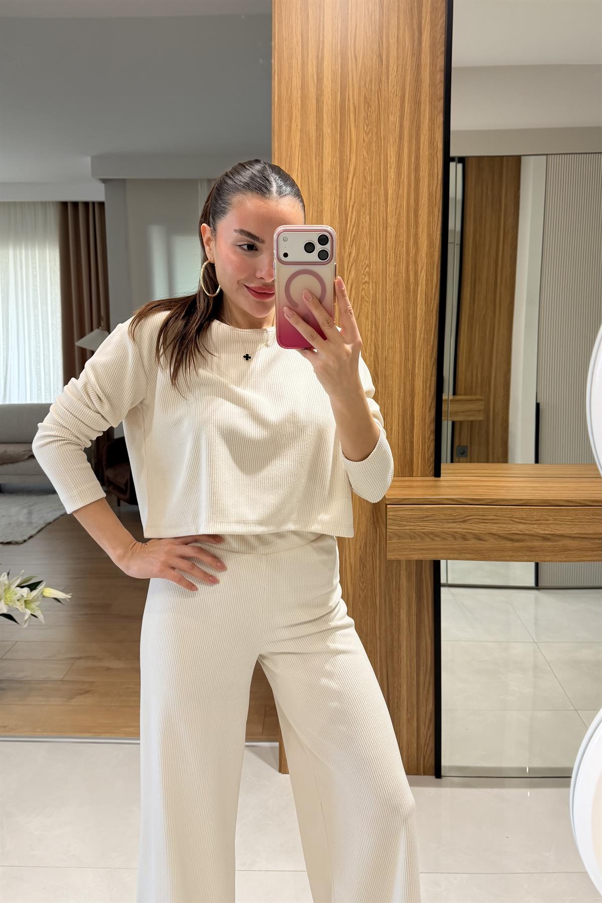 Wilma Krem Fitilli İkili Takım