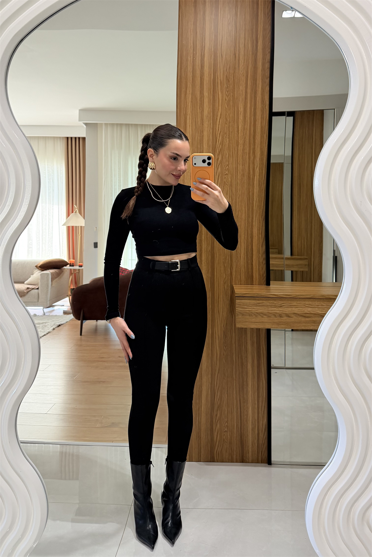 Wina Siyah Kendinden Kemerli Tayt