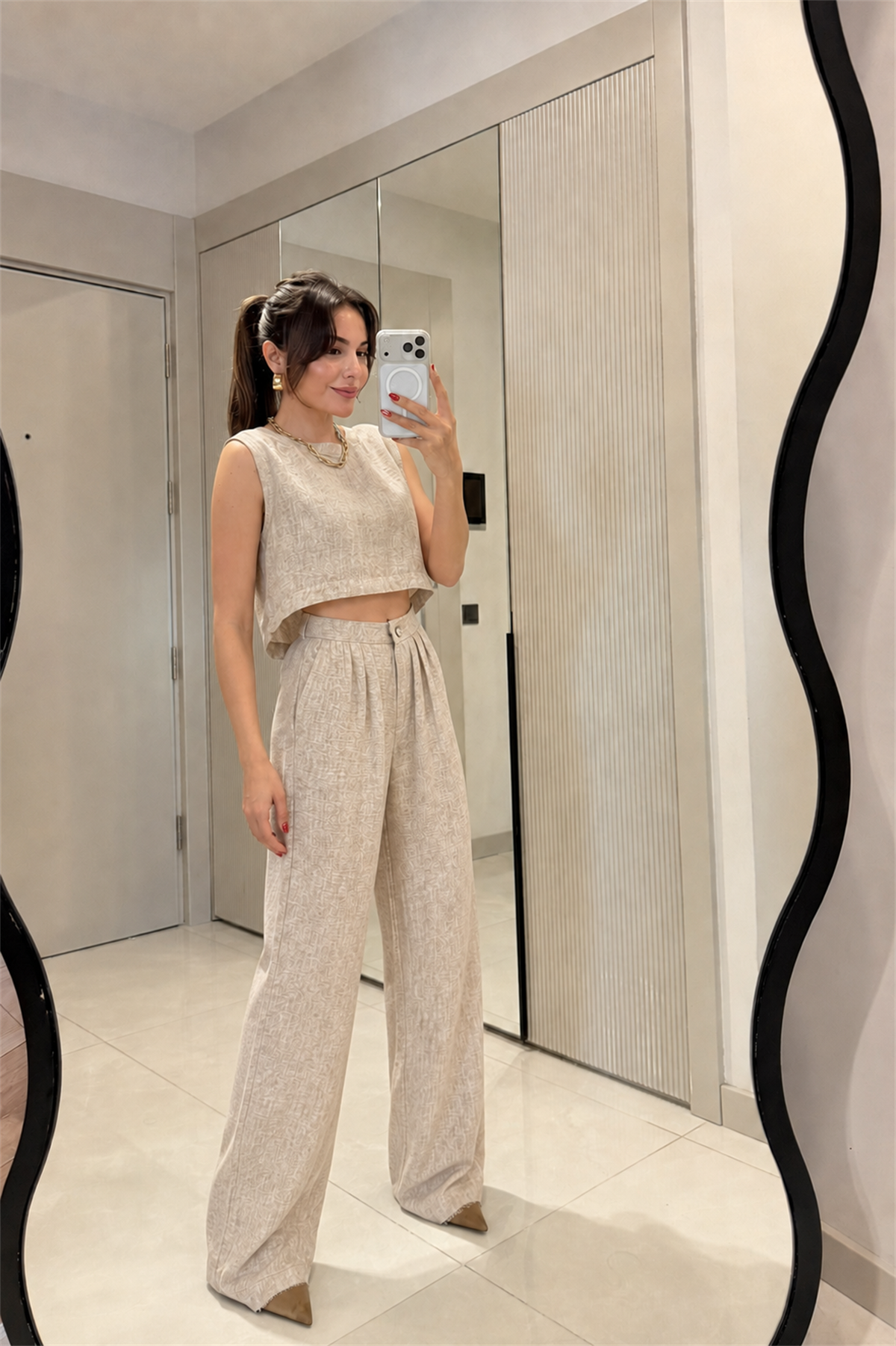 Windler Camel Crop Pantolon Takım