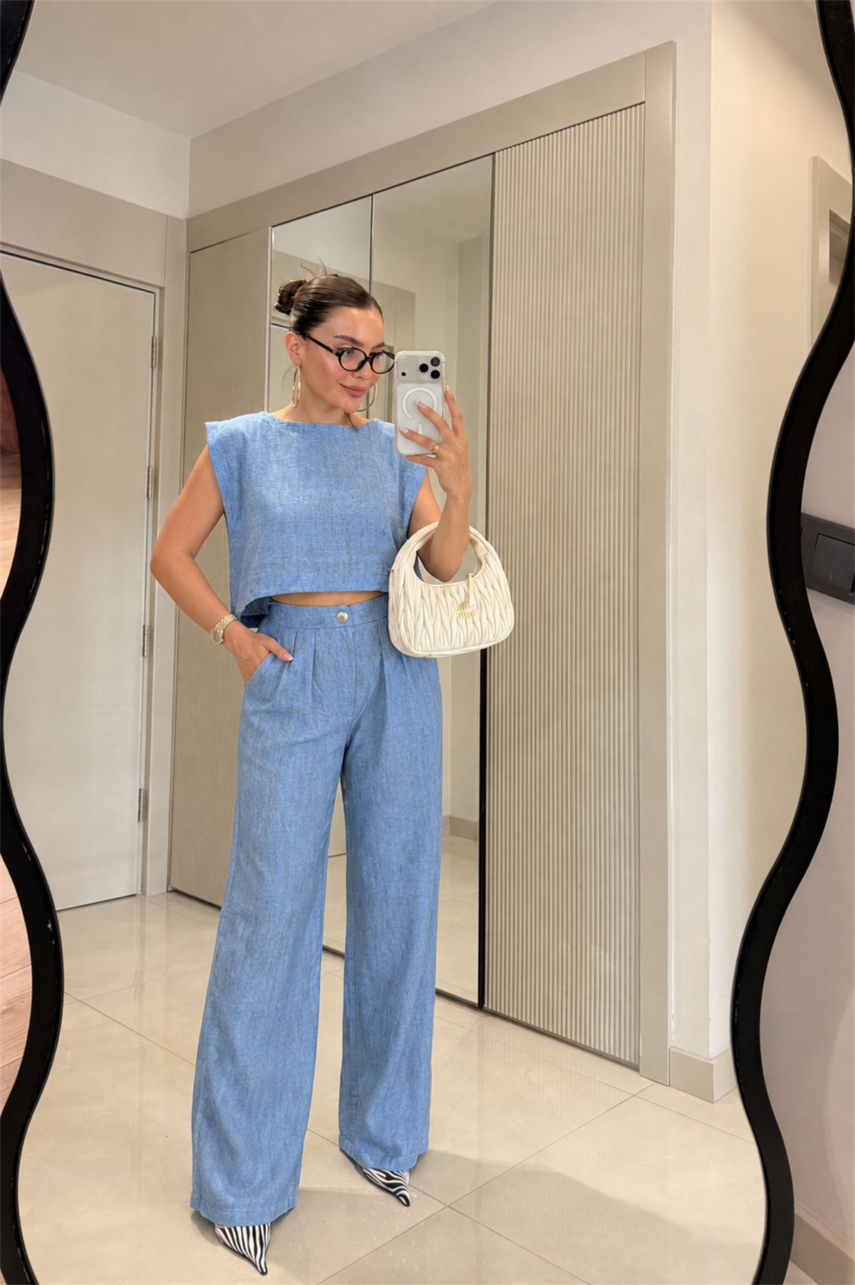 Windler Mavi Crop Pantolon Takım