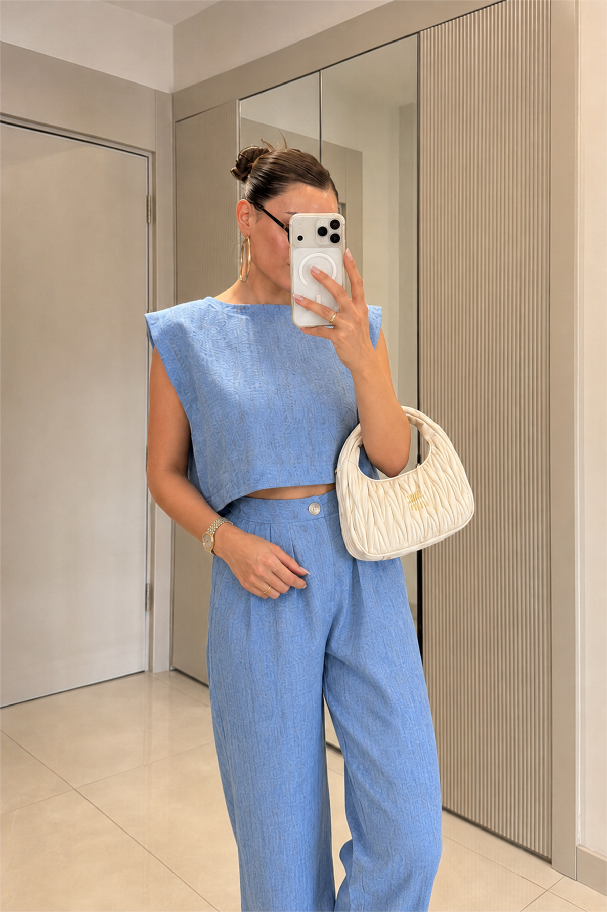 Windler Mavi Crop Pantolon Takım