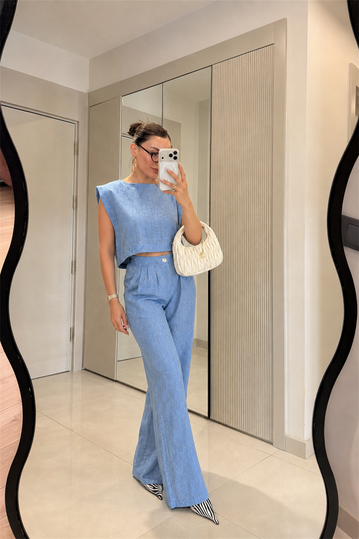 Windler Mavi Crop Pantolon Takım