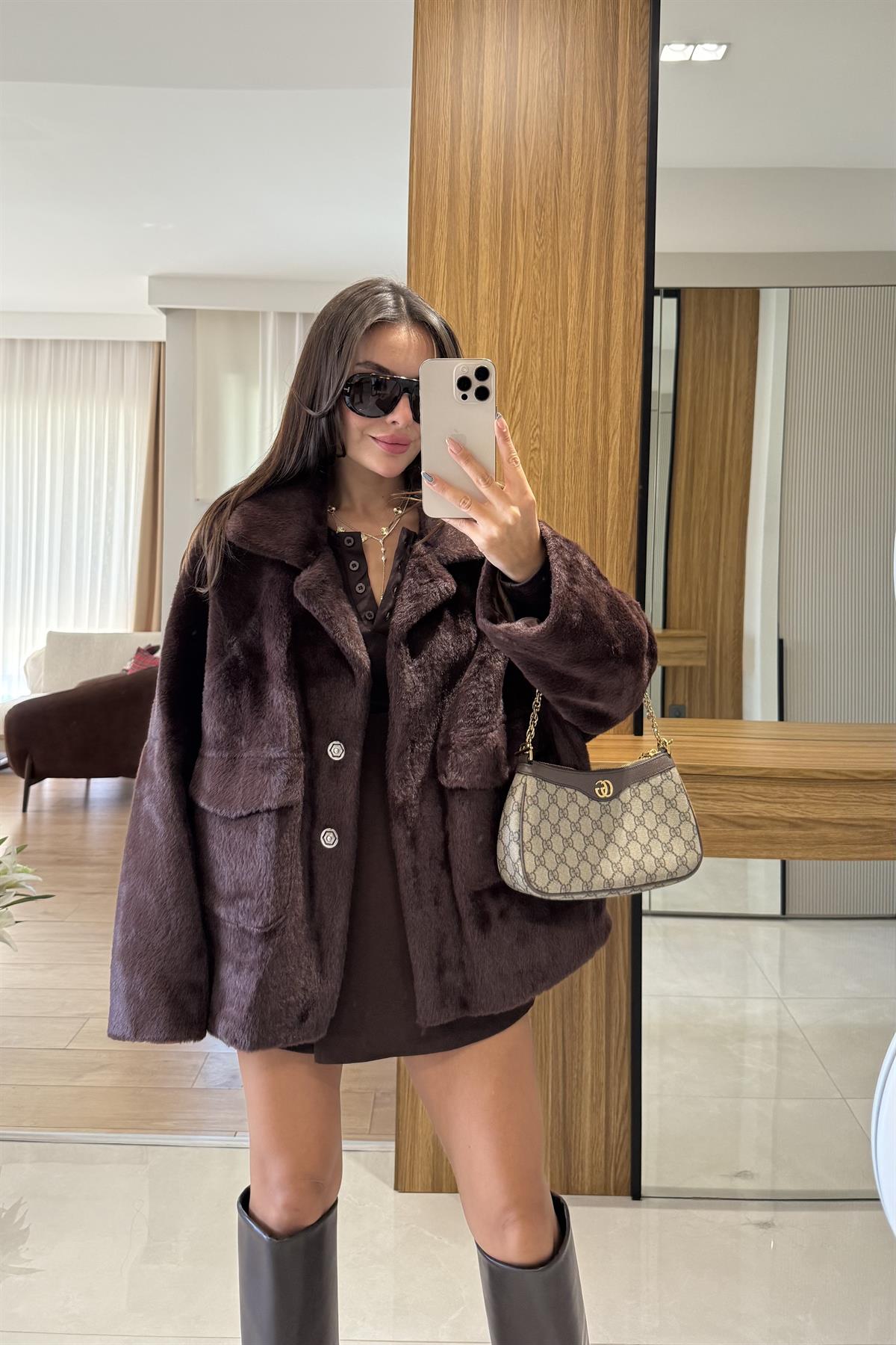 Winter Kahve Premium Peluş Kaban