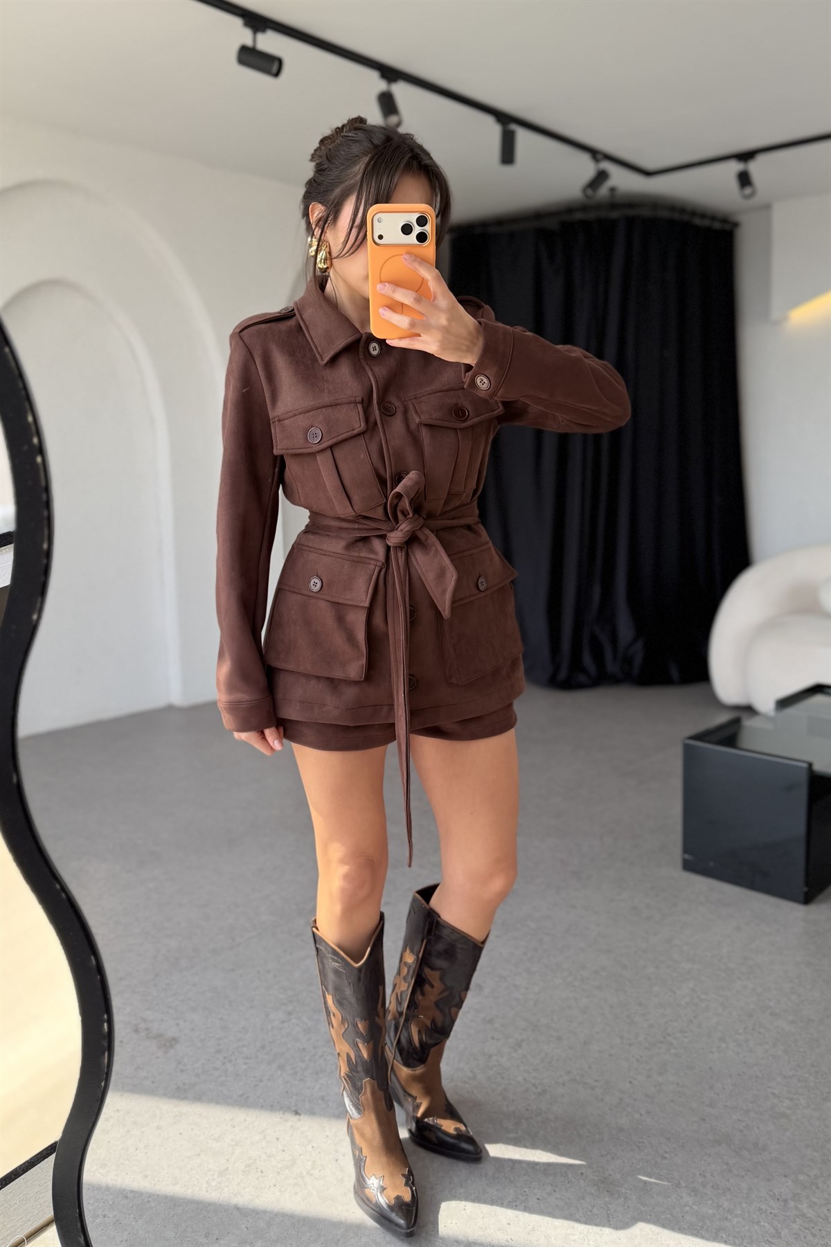 Wista Kahve Süet Kuşaklı Takım