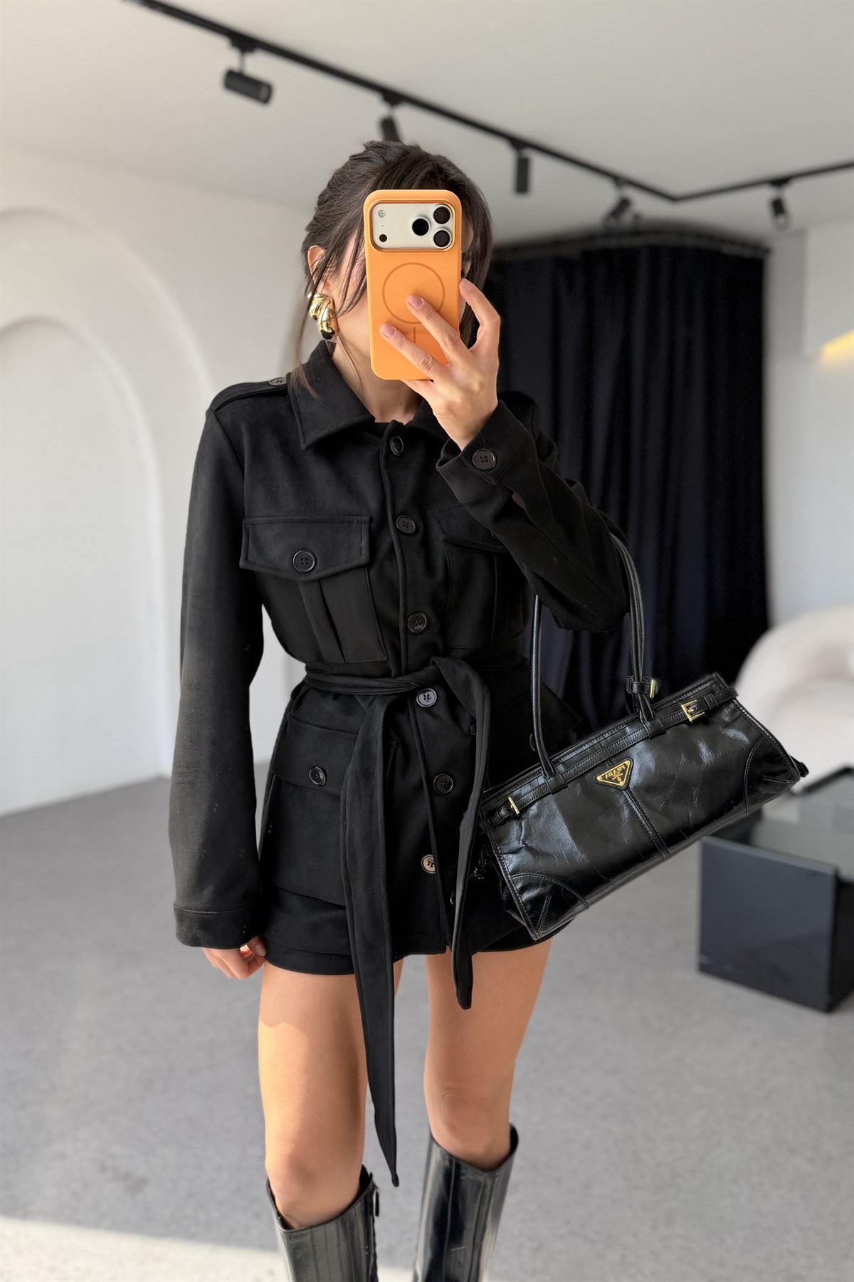 Wista Siyah Süet Kuşaklı Takım