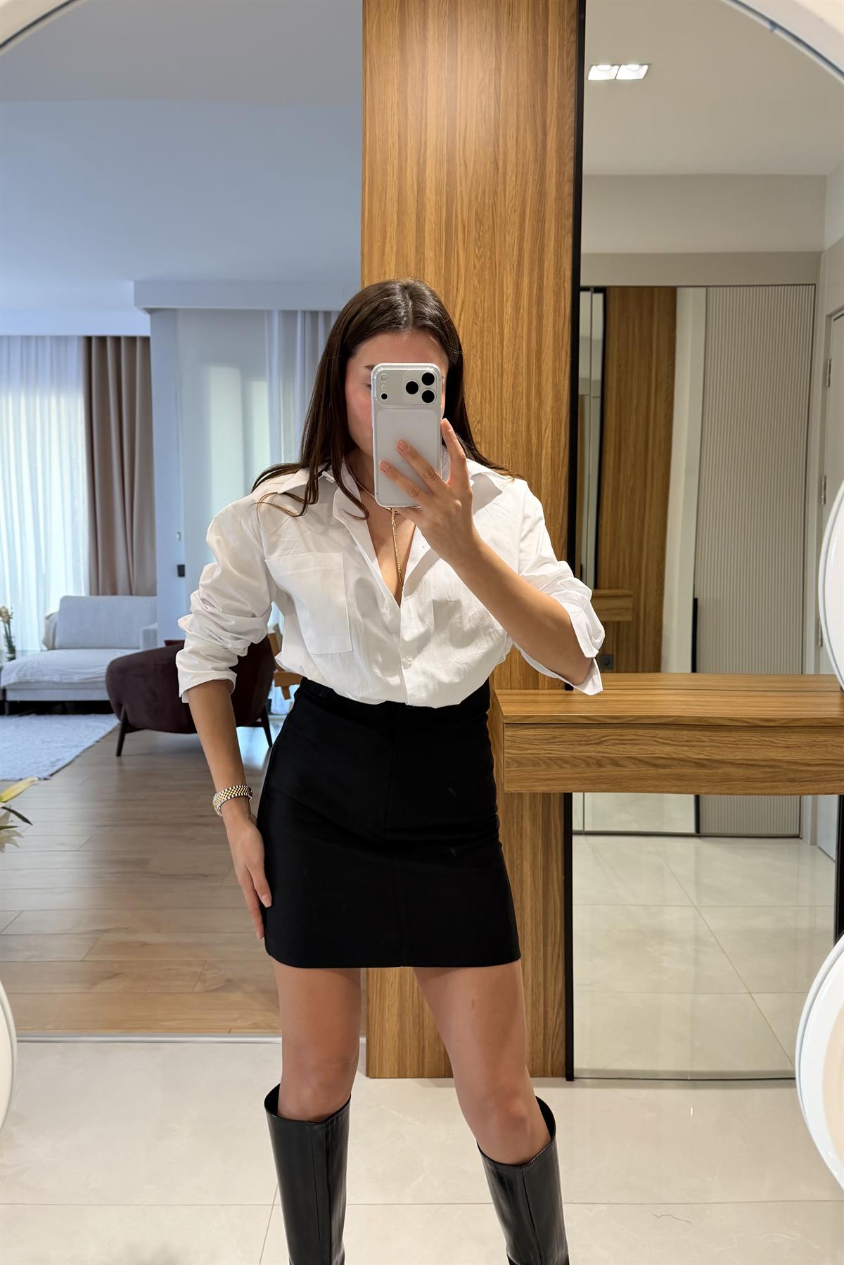 Womens Gömlekli Etek Elbise