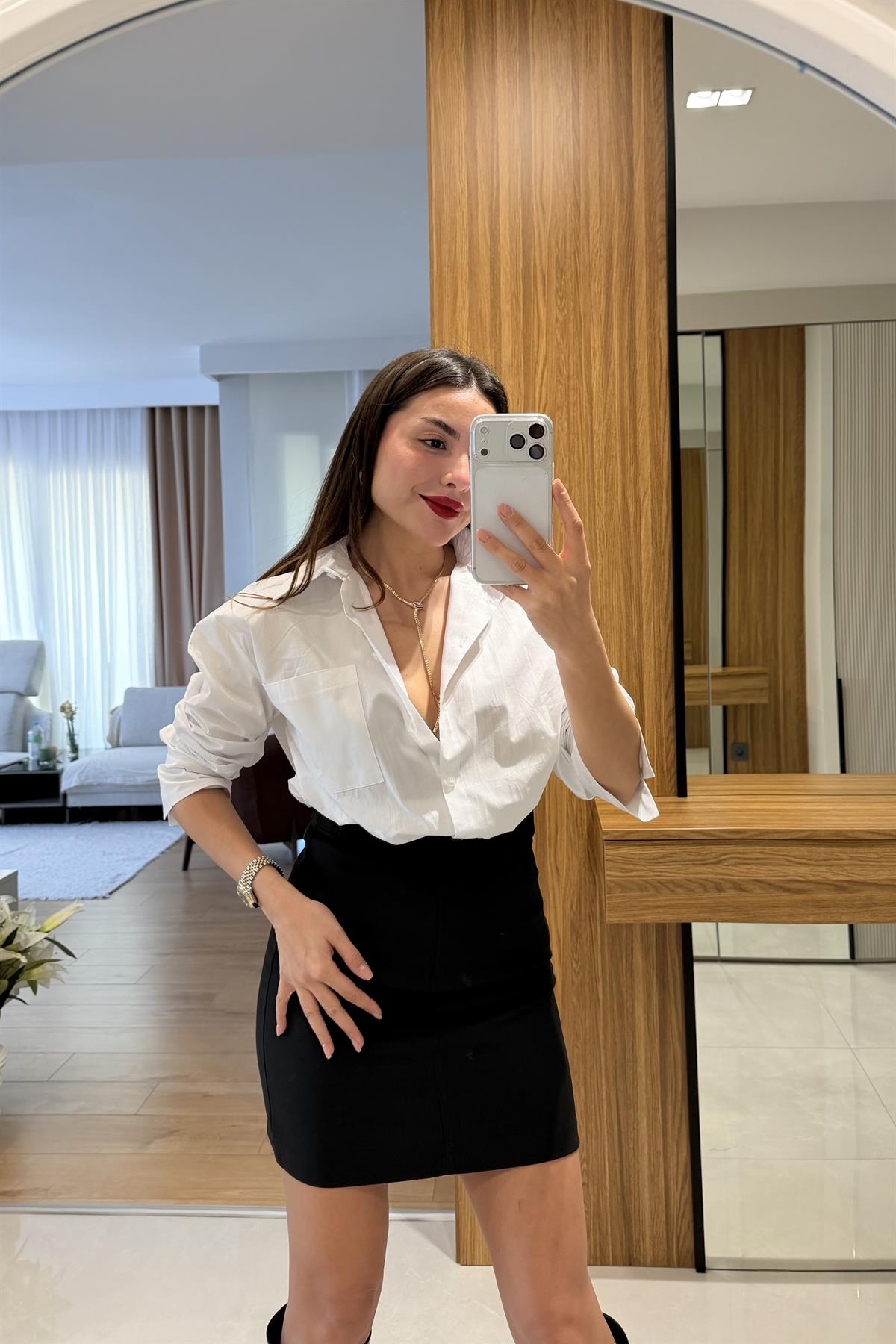 Womens Gömlekli Etek Elbise