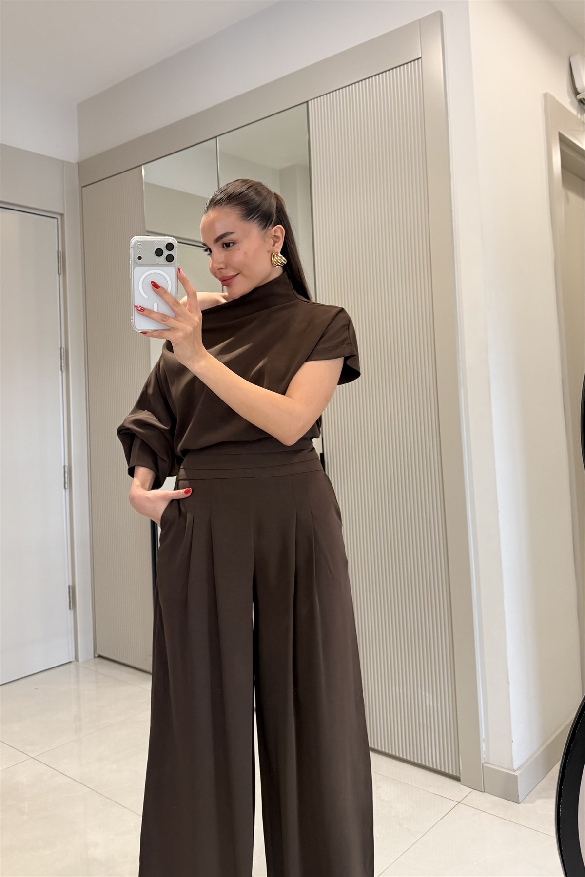 Worker Acı Kahve Kayık Yaka Premium Takım