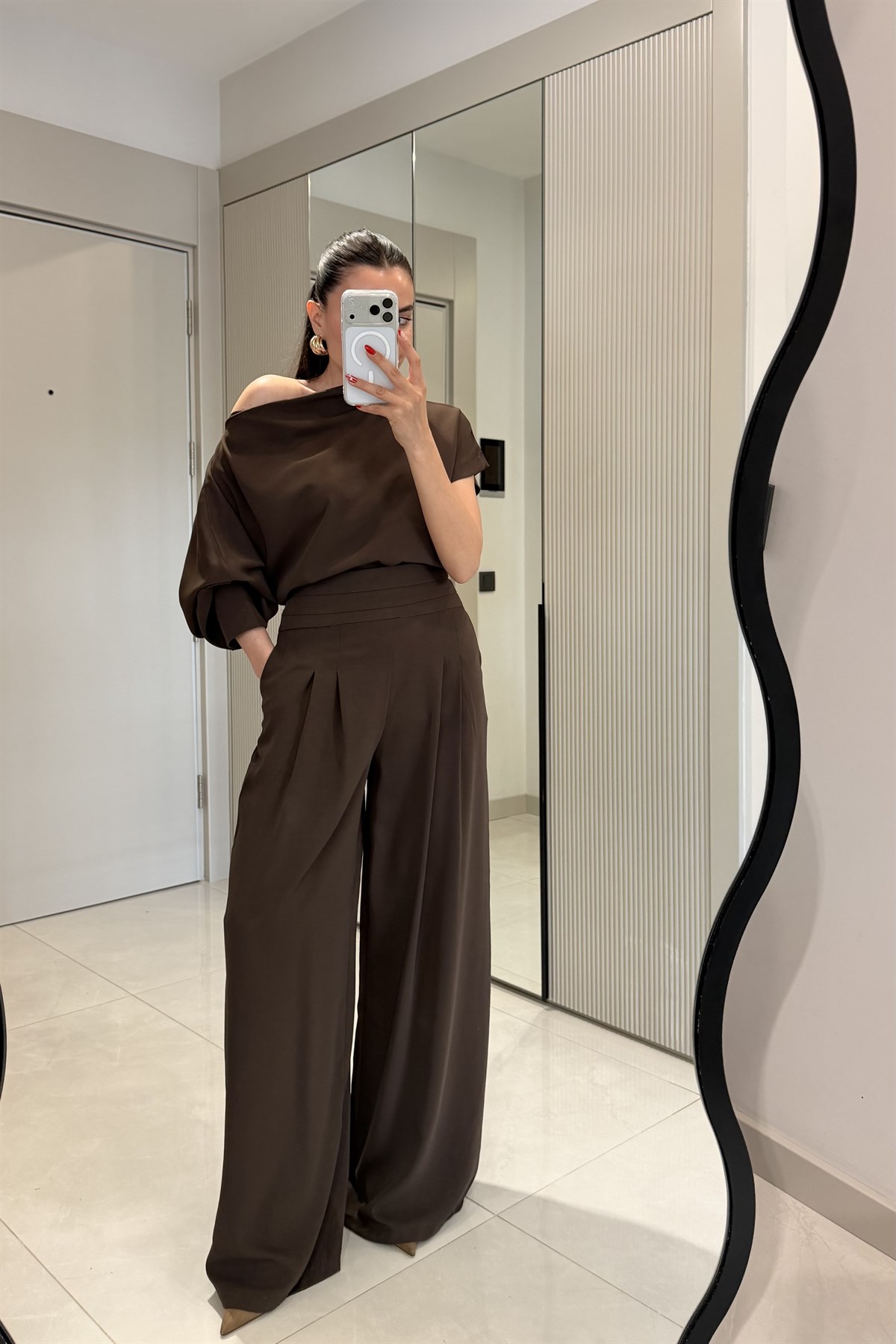 Worker Acı Kahve Kayık Yaka Premium Takım