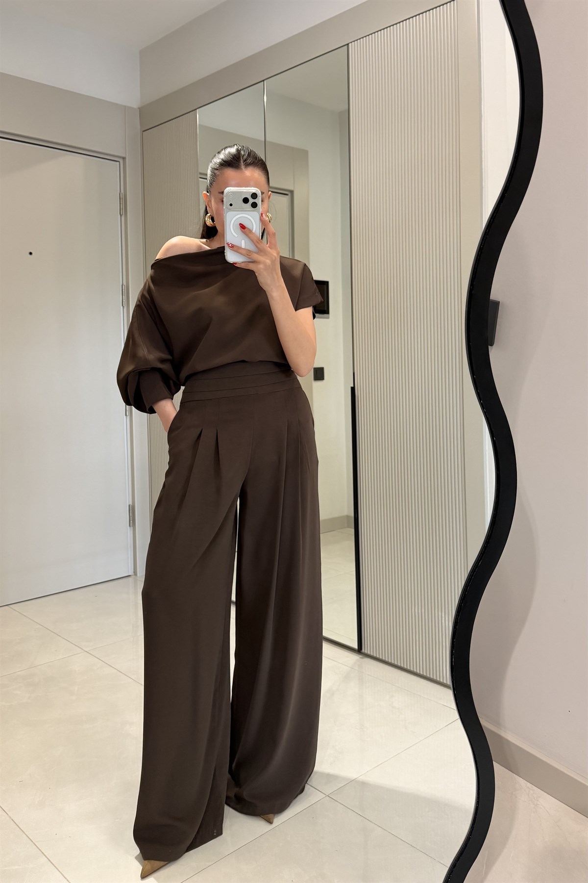 Worker Acı Kahve Kayık Yaka Premium Takım
