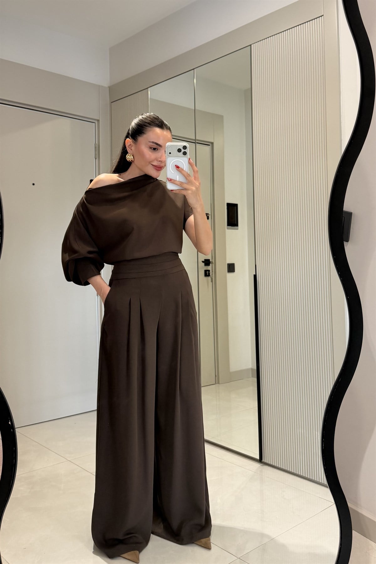 Worker Acı Kahve Kayık Yaka Premium Takım