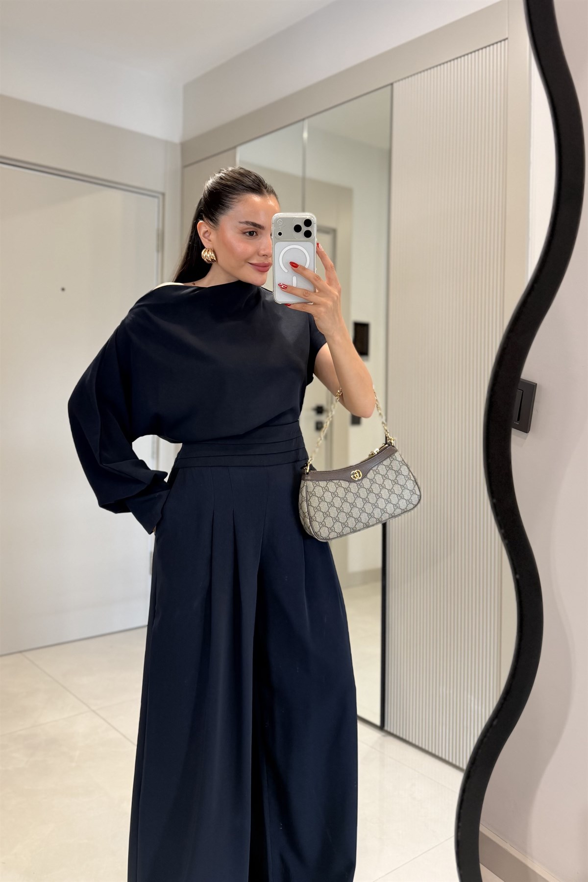 Worker Lacivert Kayık Yaka Premium Takım
