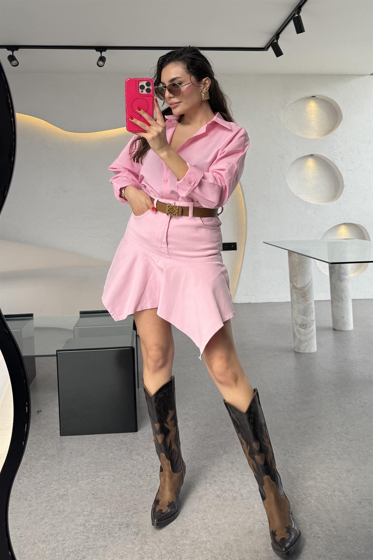 Workum Pembe Altı Volanlı Etek