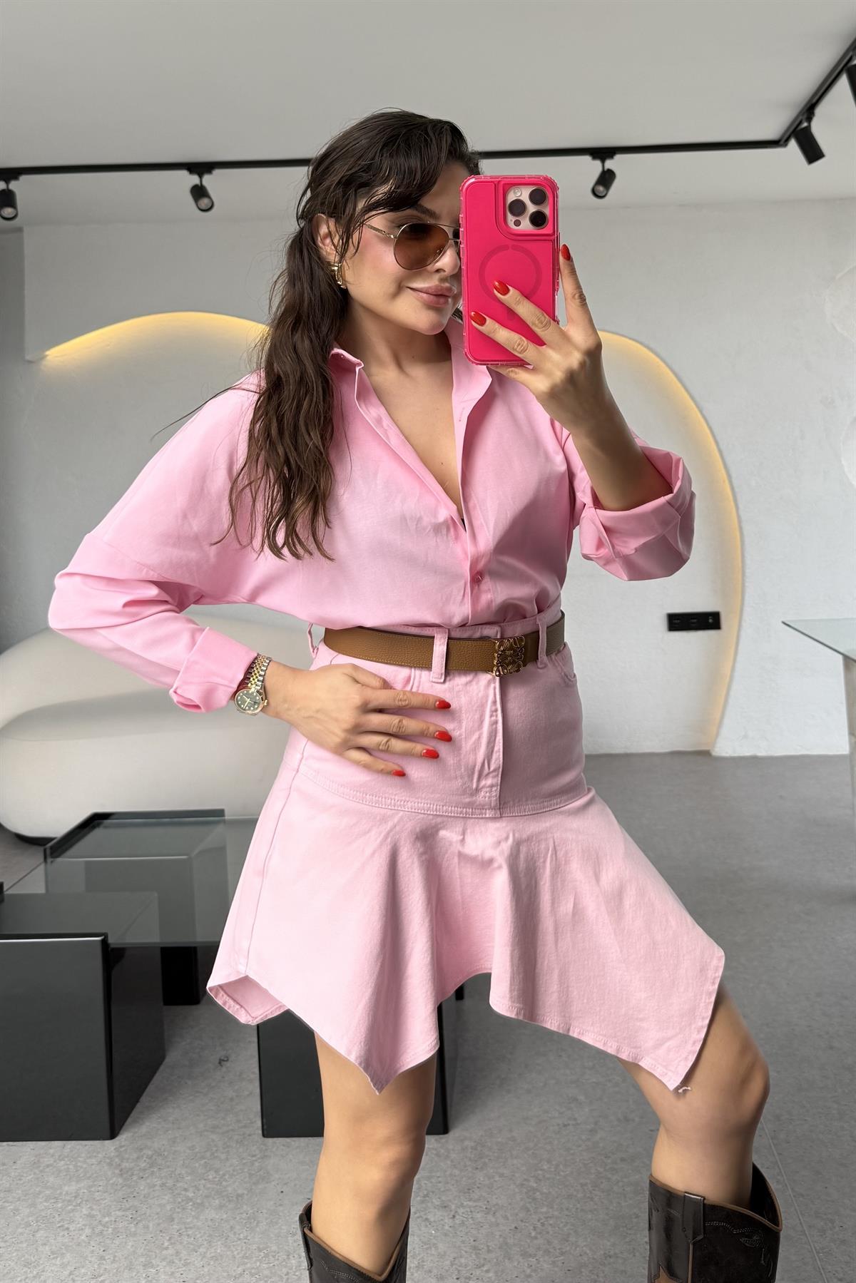 Workum Pembe Altı Volanlı Etek