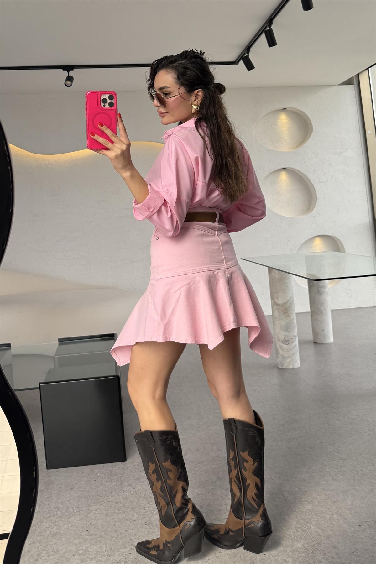 Workum Pembe Altı Volanlı Etek