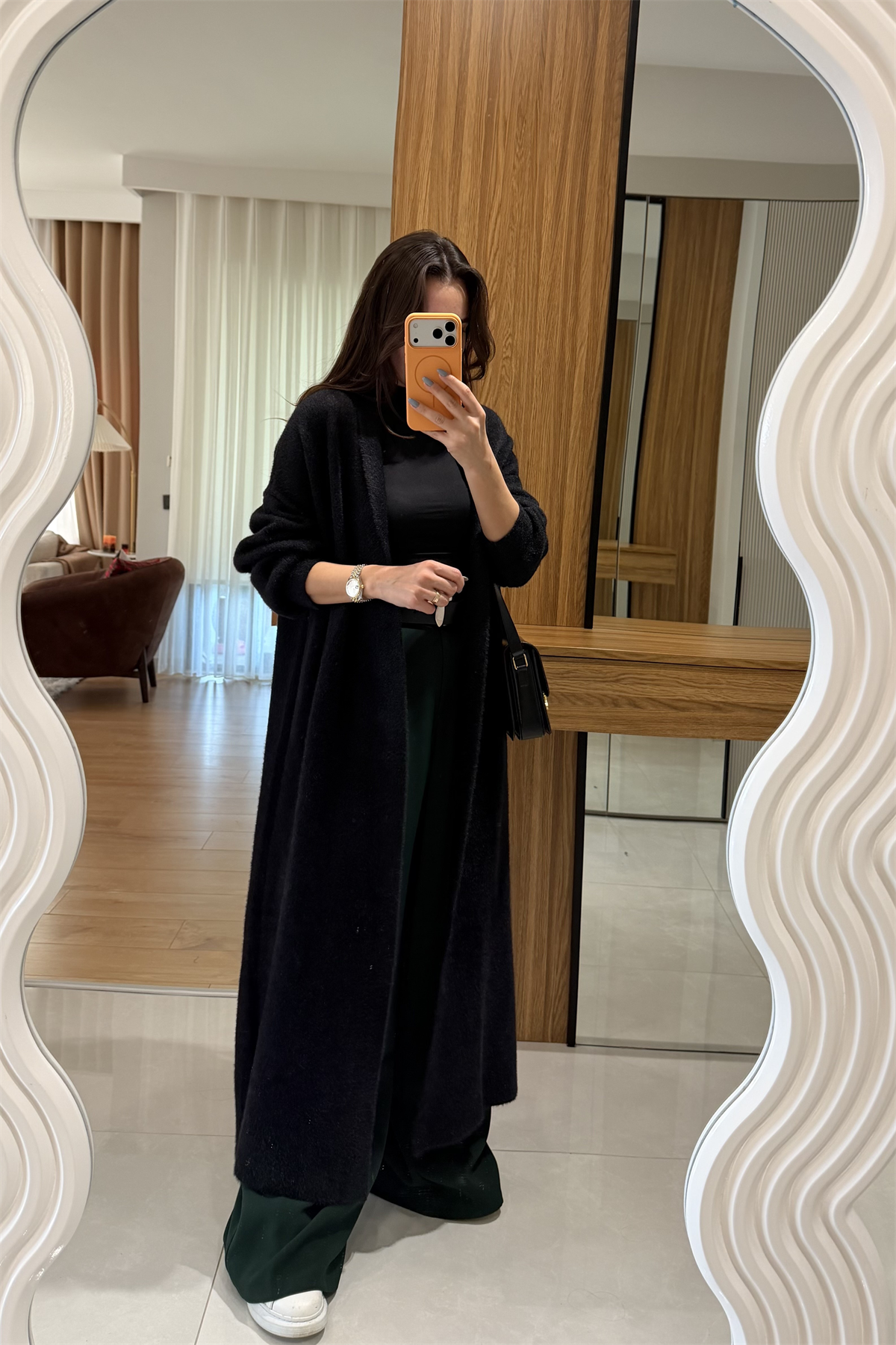 Worth Siyah Yumoş Uzun Hırka