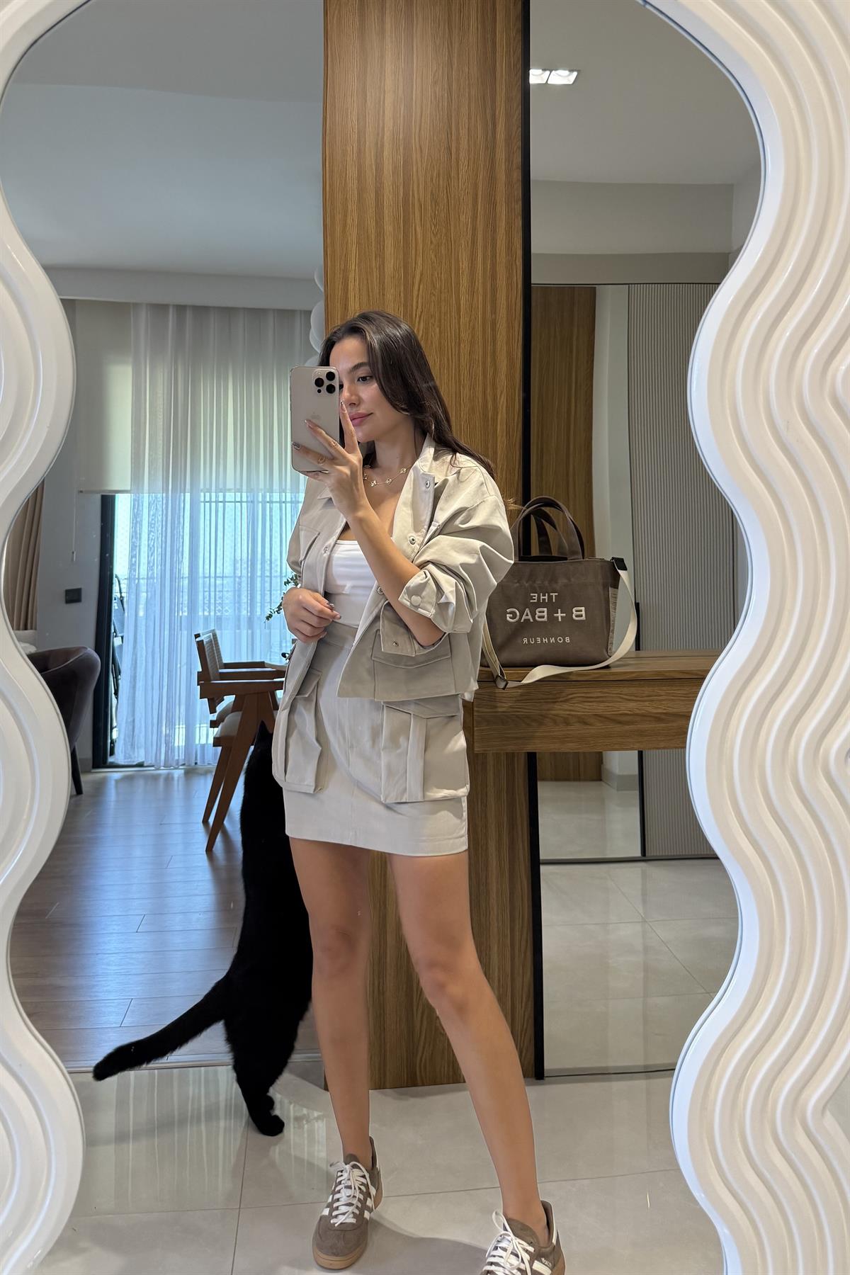 Yesenia Taş Gabardin Tensel Cepli Takım
