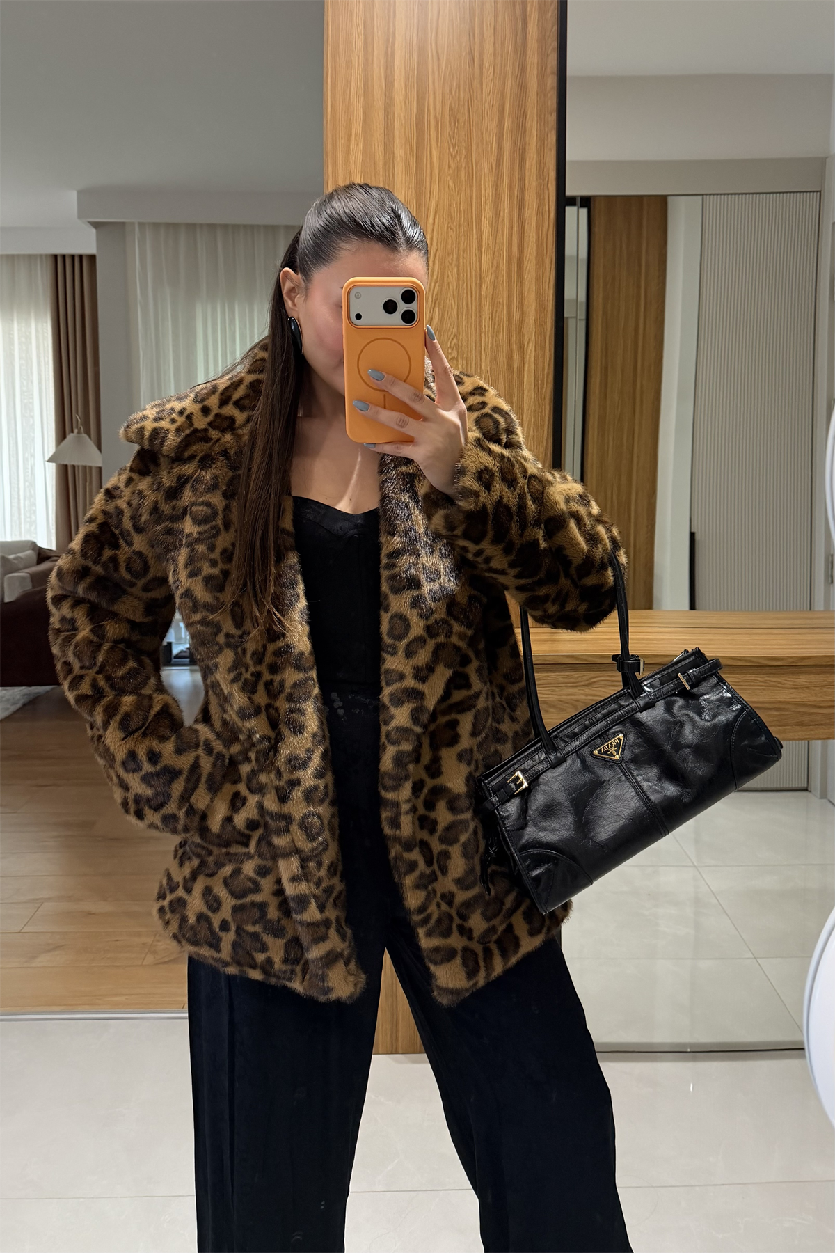 Yolanda Camel Leopar Yakalı Kürk 