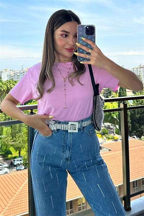 Yumuşak dokulu pembe tshirt
