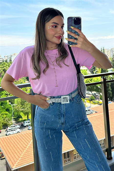 Yumuşak dokulu pembe tshirt