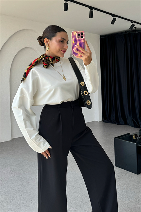 Zarina yüksek bel siyah palazzo