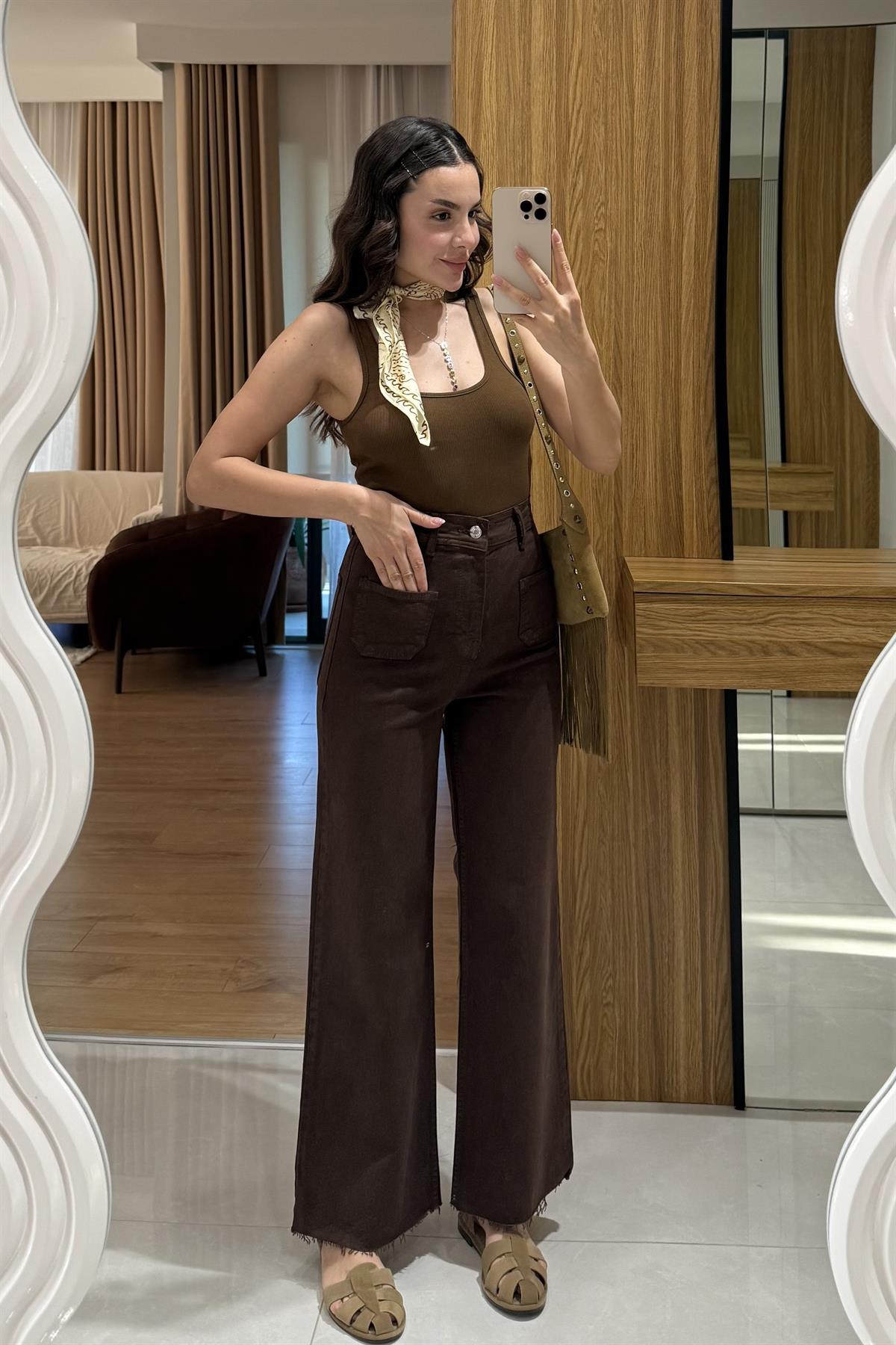 Zayra Acı Kahve Cep Detaylı Jean 