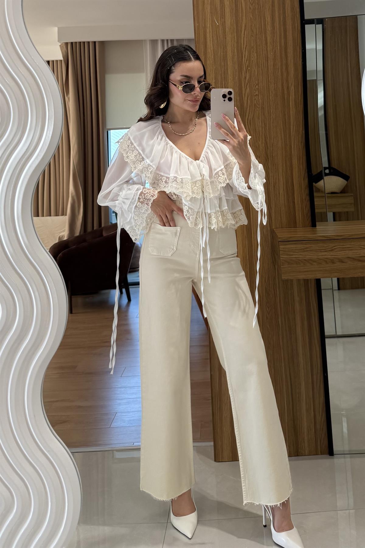 Zayra Bej Cep Detaylı Jean 