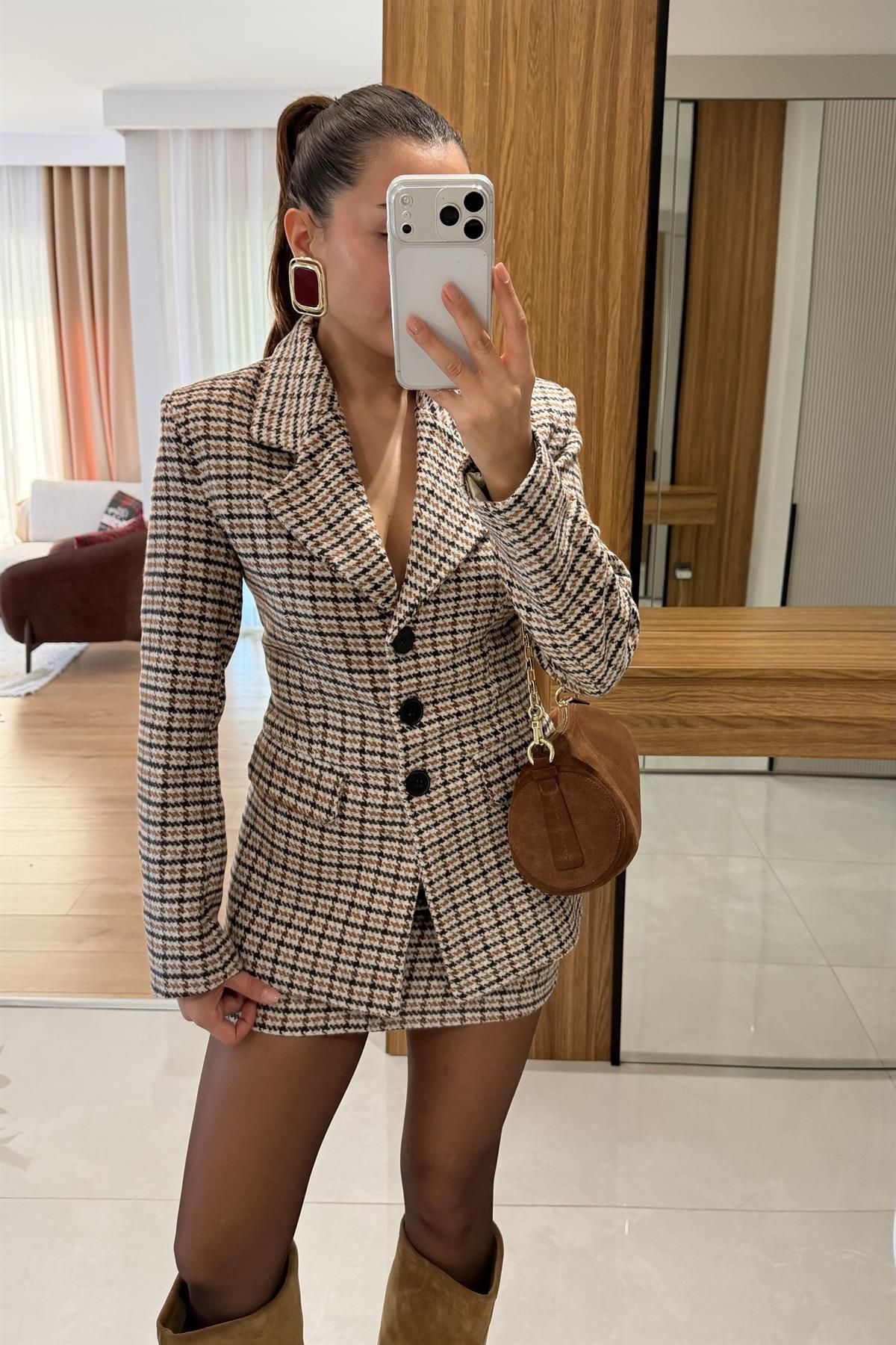 Zeina Bej Blazer Etek Tüvit Takım