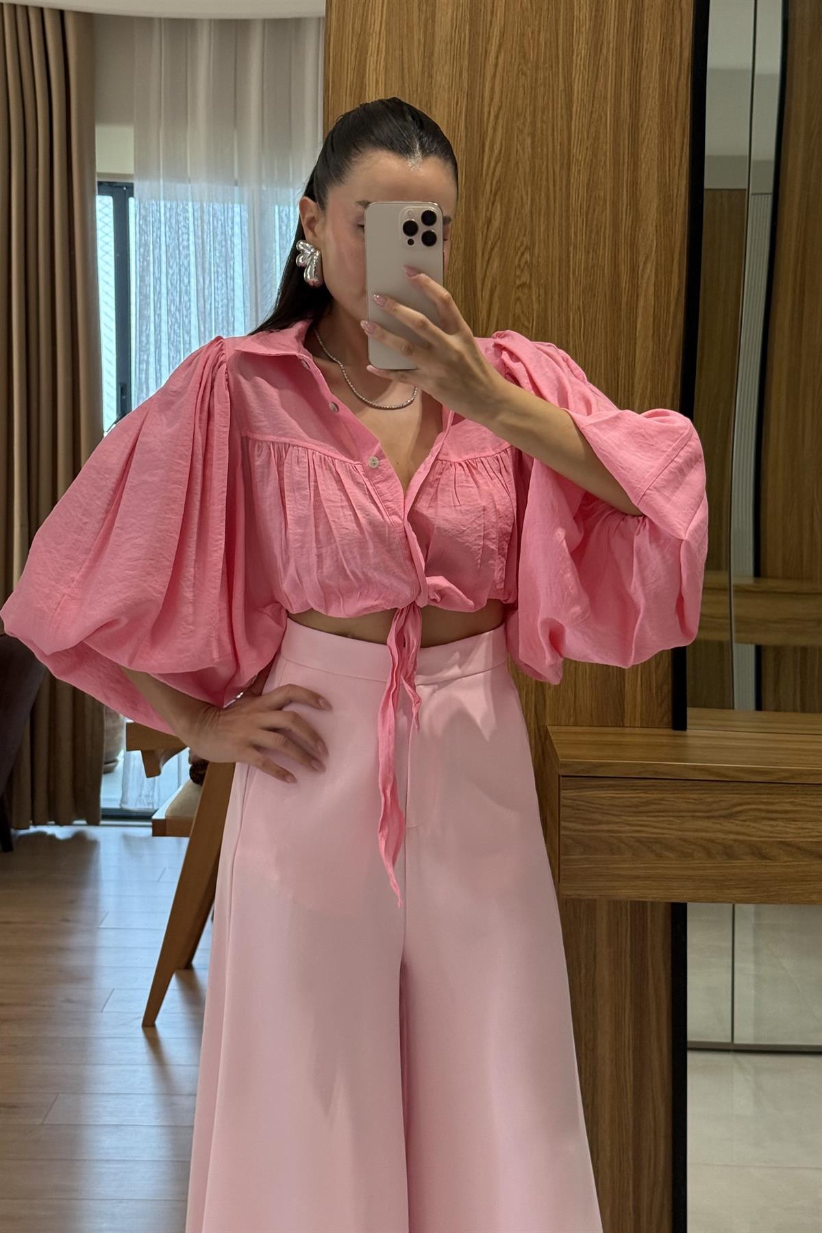 Zorfex Pembe Balon Kol Gömlek 