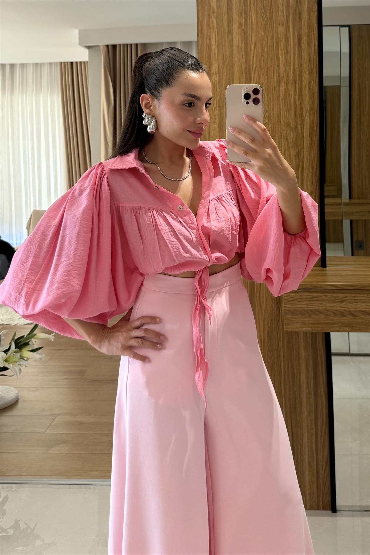 Zorfex Pembe Balon Kol Gömlek 