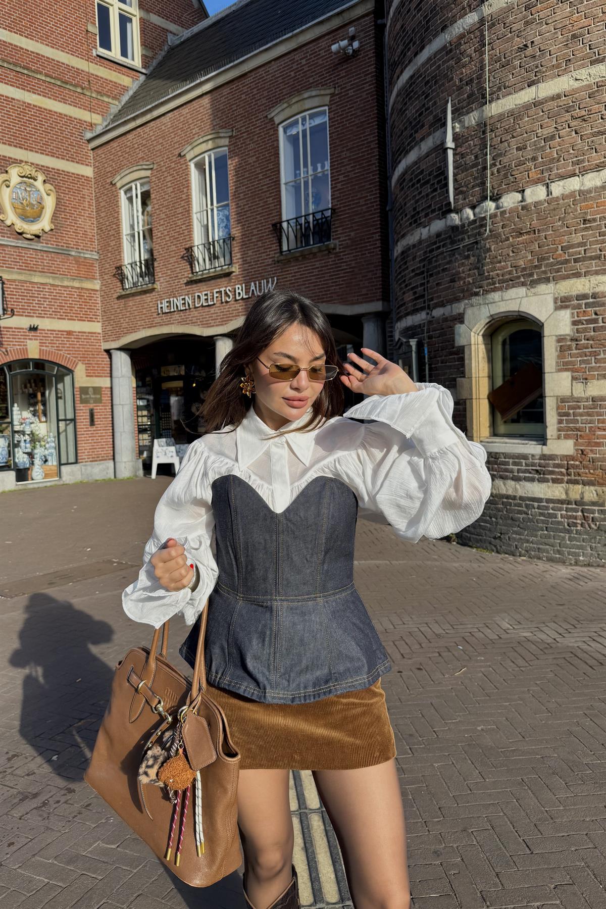 Zwolle Kalp Yaka Denim Büstiyer