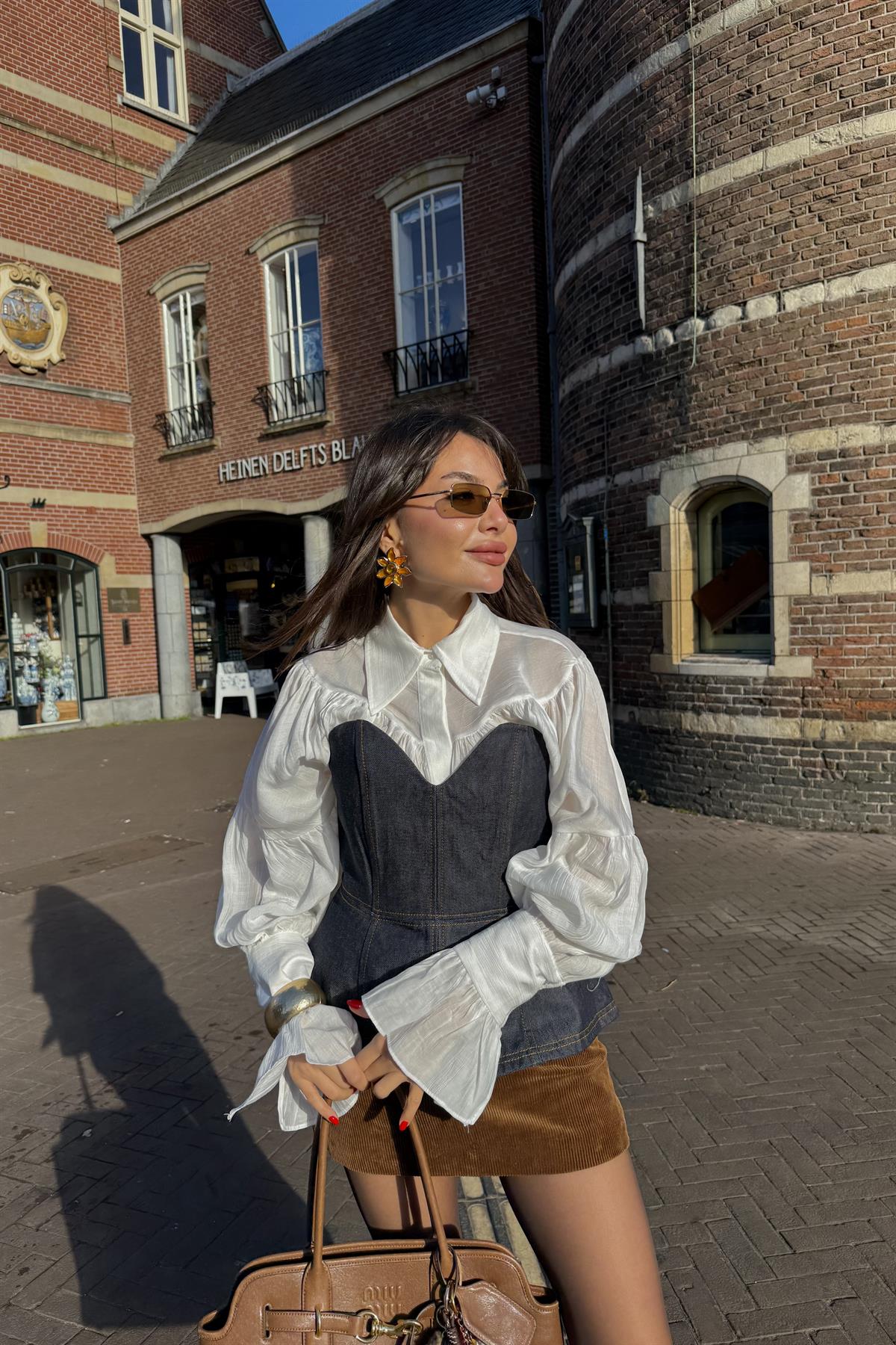 Zwolle Kalp Yaka Denim Büstiyer