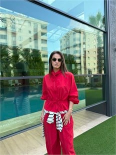QULOVEYENİ GELENLERKırmızı Paraşüt Kumaş Bağcıklı Takım