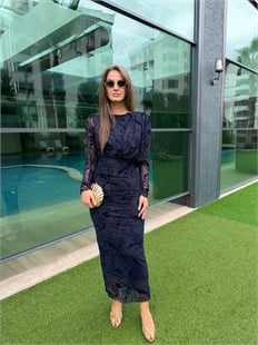 QULOVEYENİ GELENLERLaci Parıltılı Omuz Detaylı Elbise